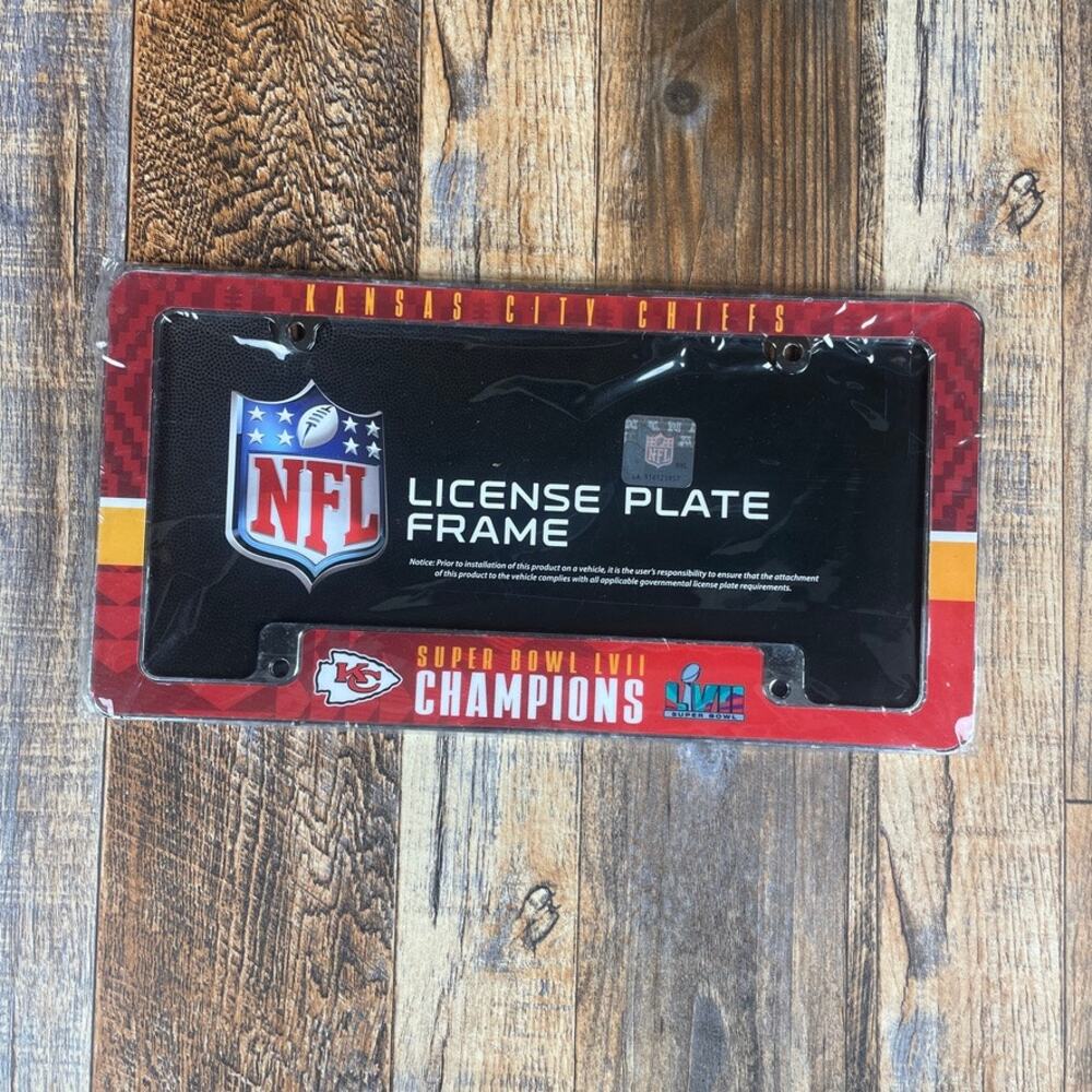 Kansas City Chiefs 2023 Super Bowl Champions All Over Chrome License Plate Frame
